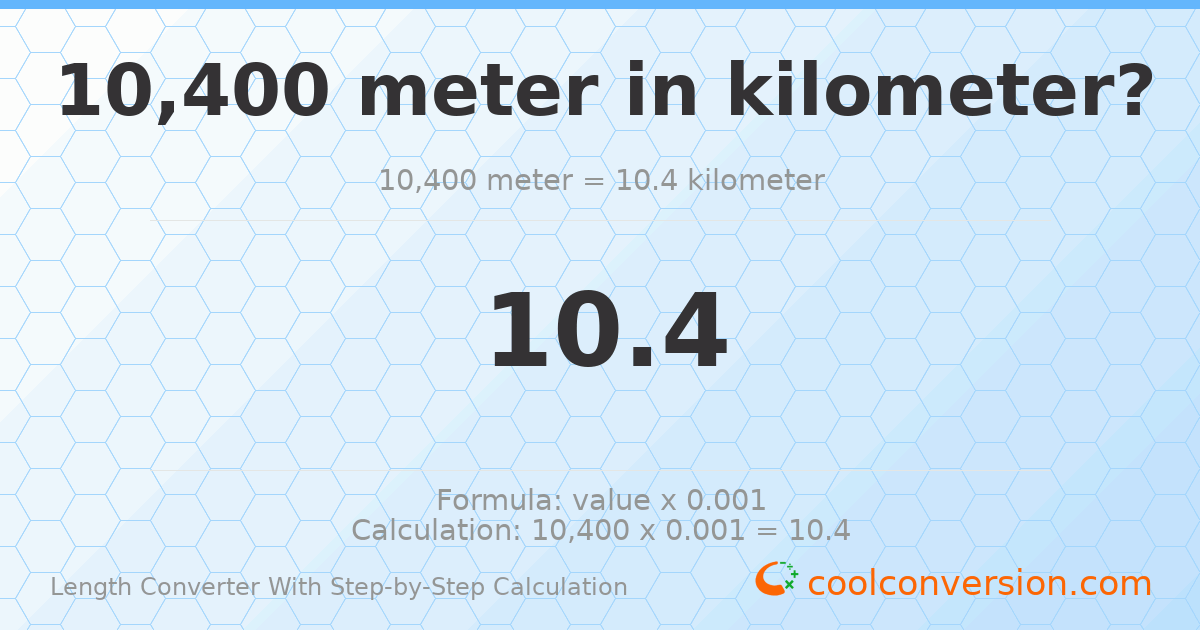 10400 meters = 10.4 kilometers