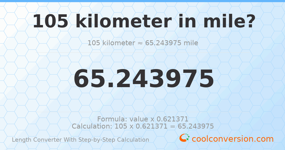 105 kilometers = 65.244 miles
