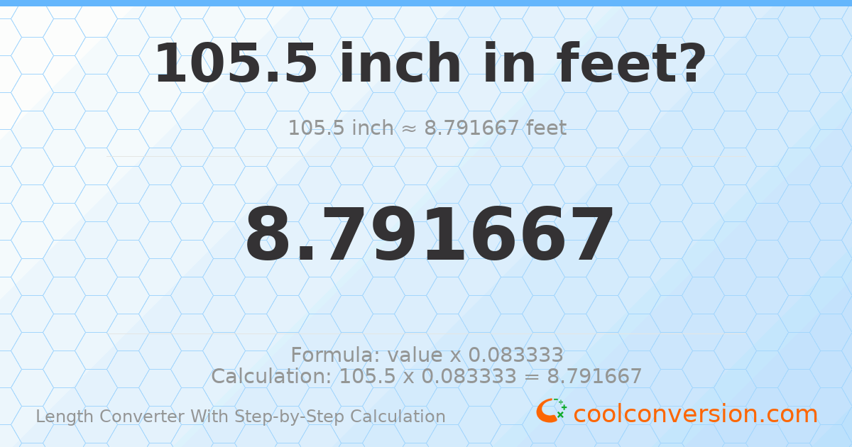 105.5 inches = 8.79167 feet