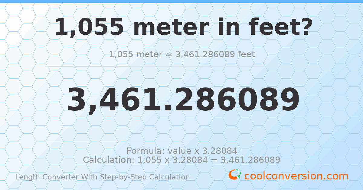 1055 meters = 3461.29 feet
