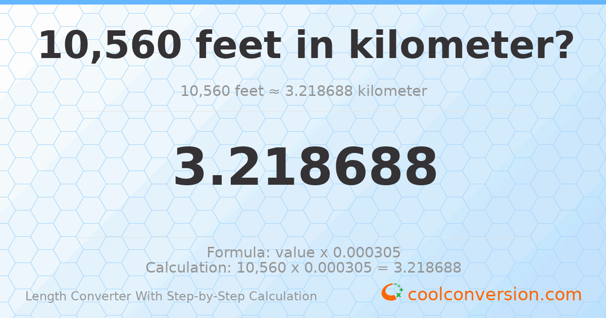 10560 feet = 3.21869 kilometers
