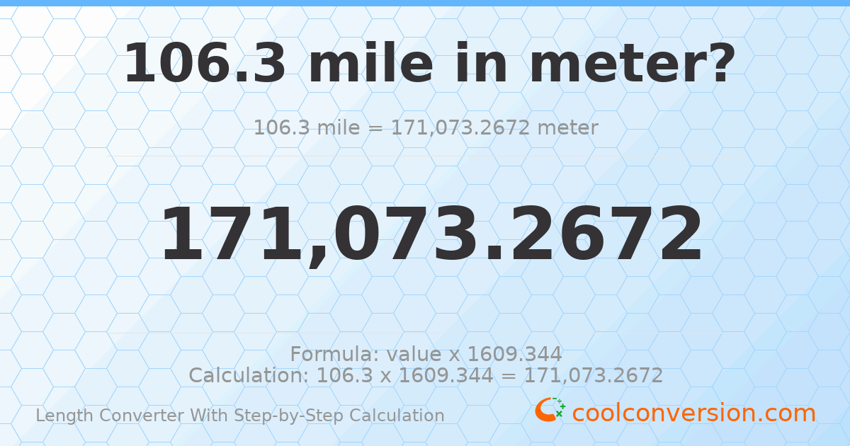 106.3 miles = 171073 meters