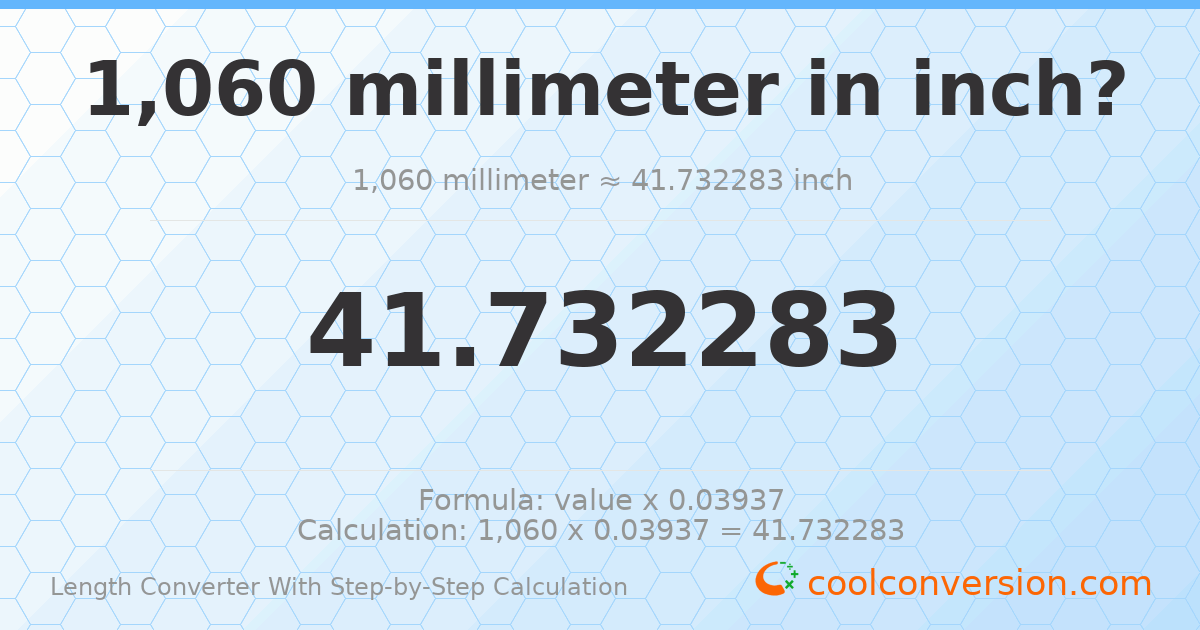 1060 millimeters = 41.7323 inches