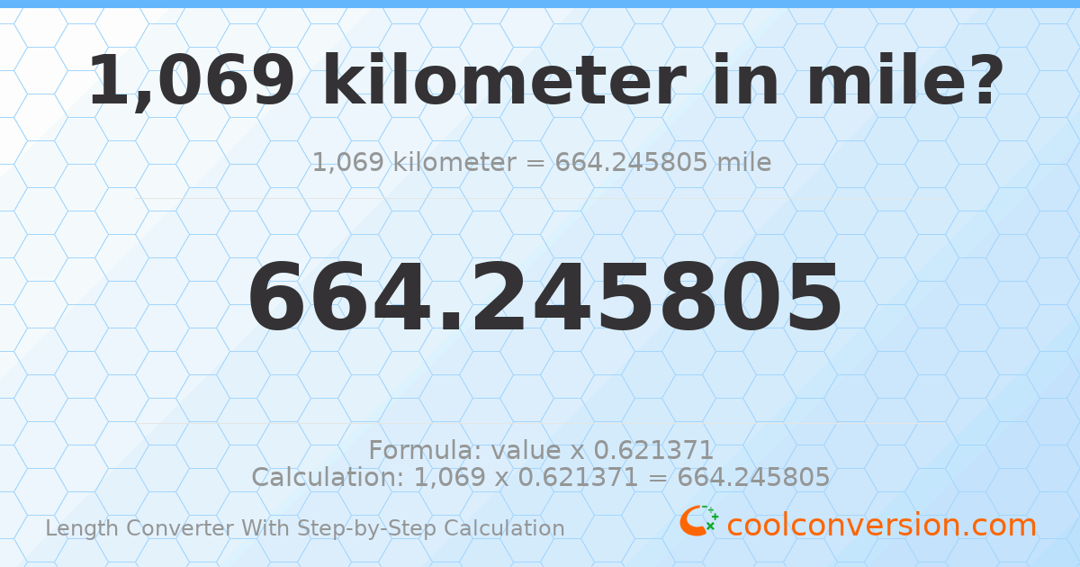 1069 kilometers = 664.246 miles