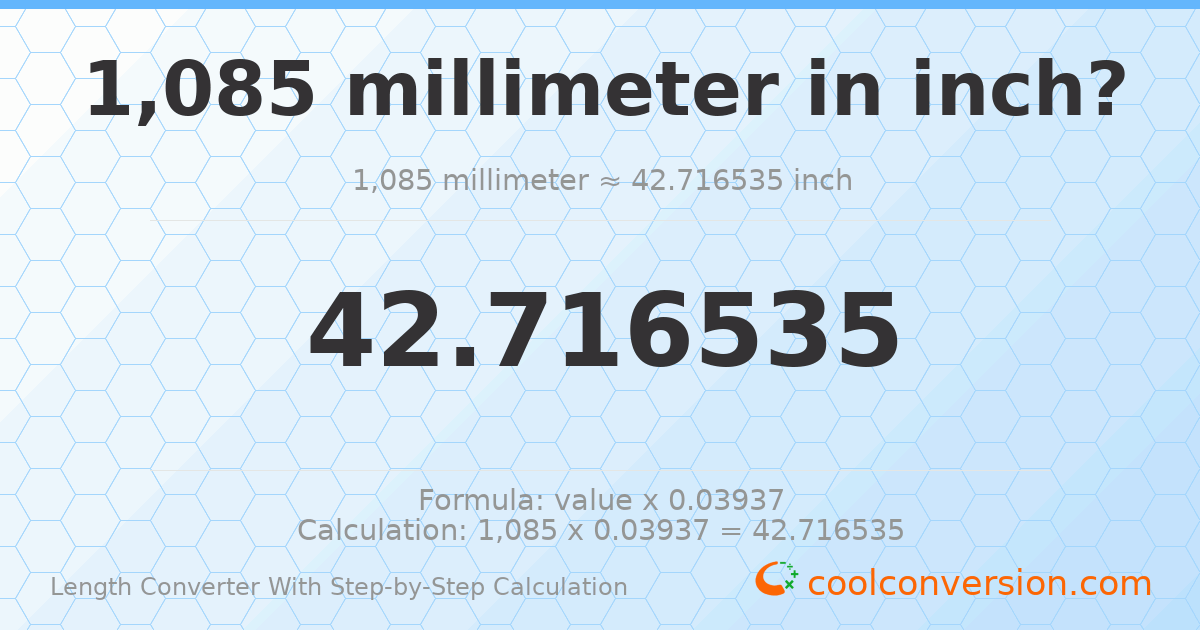1085 millimeters = 42.7165 inches
