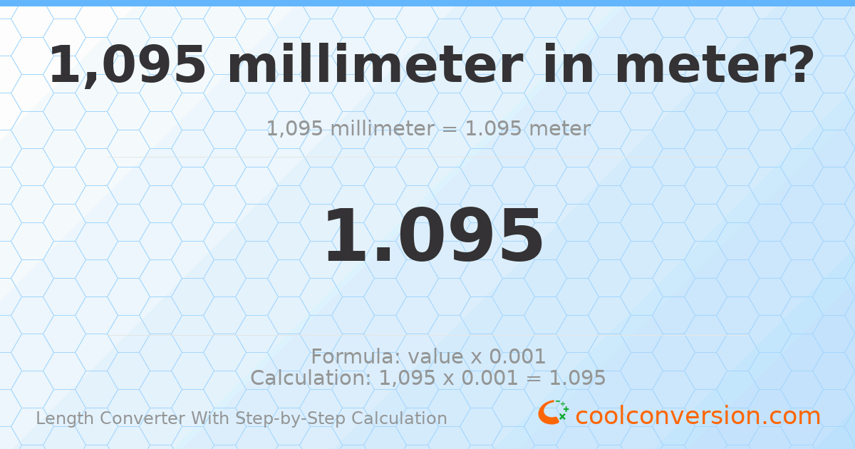 1095 millimeters = 1.095 meters