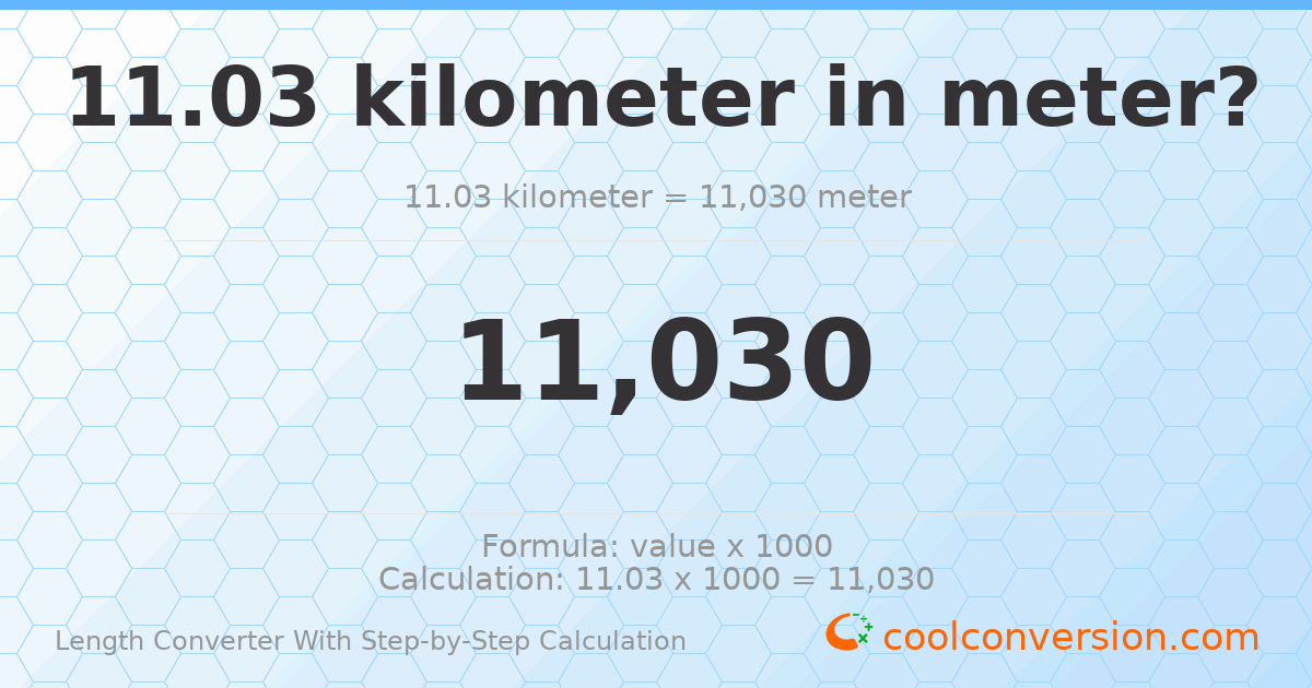 11.03 kilometers = 11030 meters