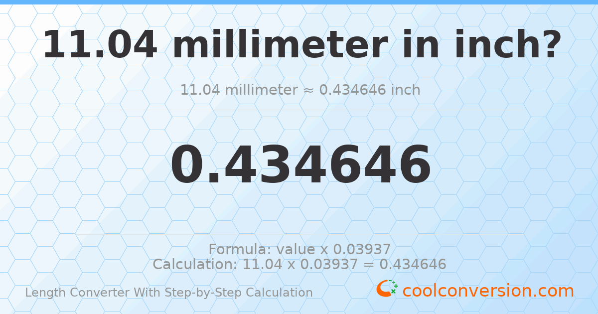 11.04 millimeters = 0.434646 inches