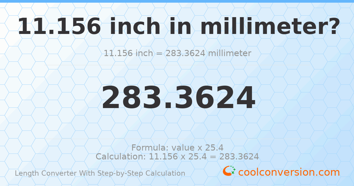 11.156 inches = 283.362 millimeters