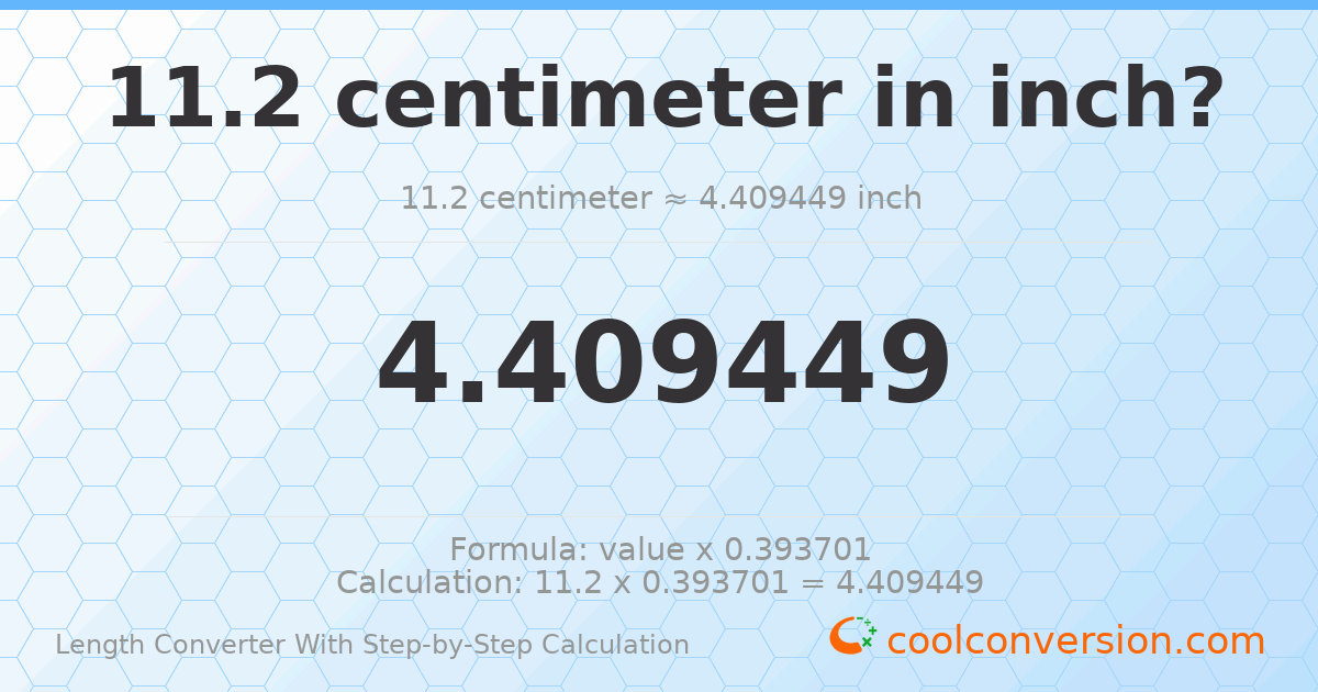 11.2 centimeters = 4.40945 inches