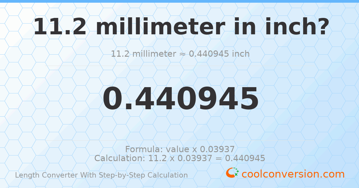 11.2 millimeters = 0.440945 inches