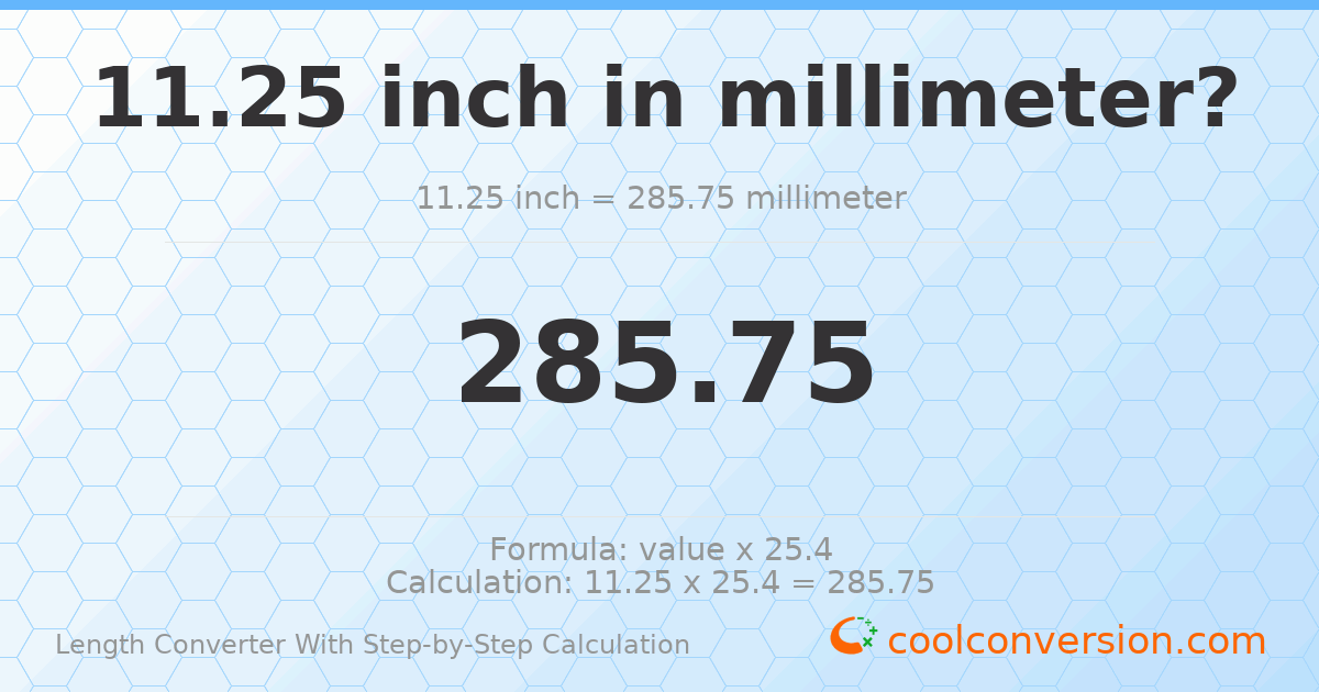 11.25 inches = 285.75 millimeters