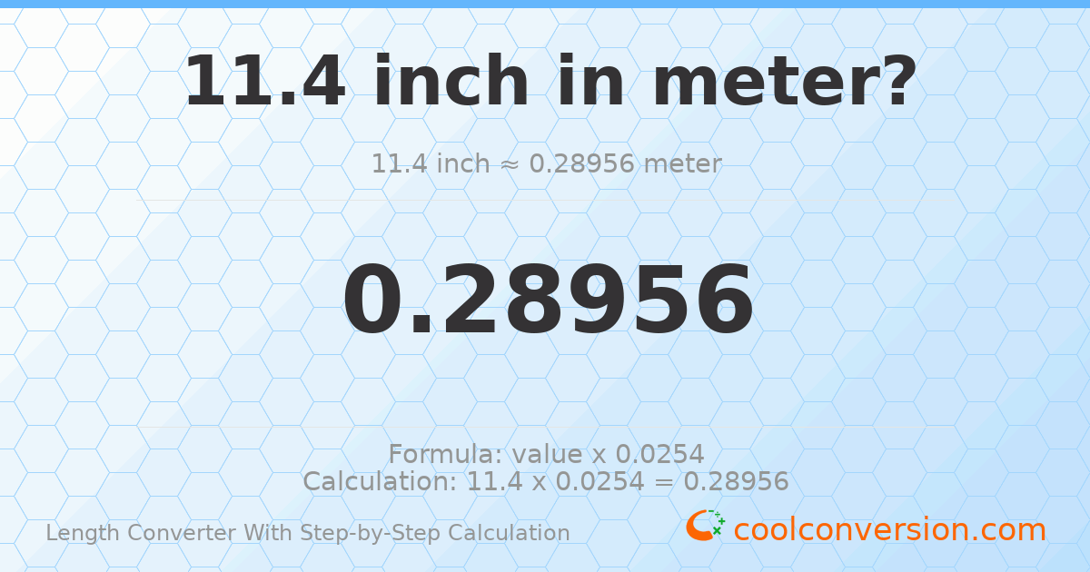 11.4 inches = 0.28956 meters