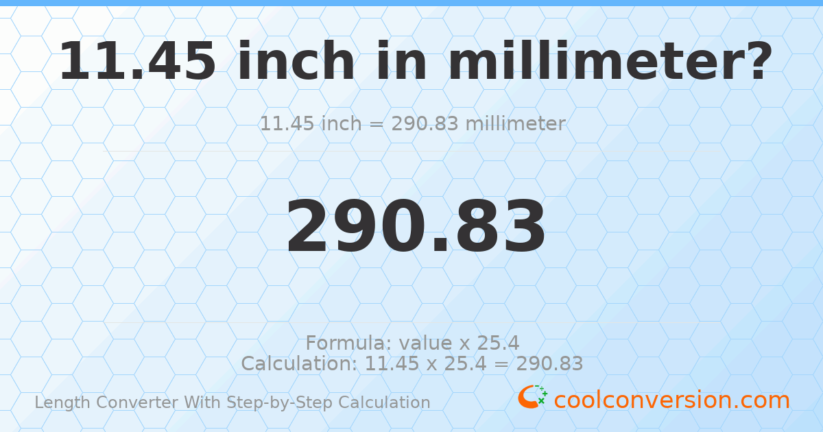 11.45 inches = 290.83 millimeters