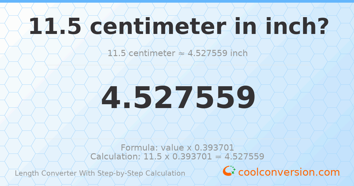 11.5 centimeters = 4.52756 inches