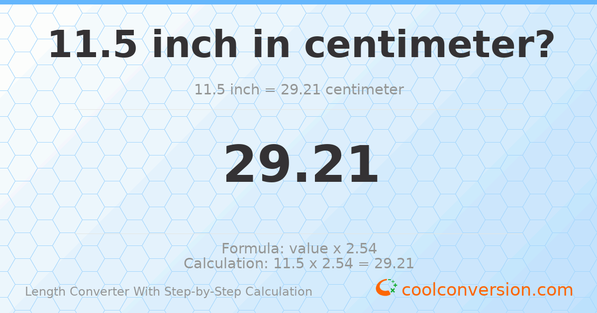 11.5 inches = 29.21 centimeters