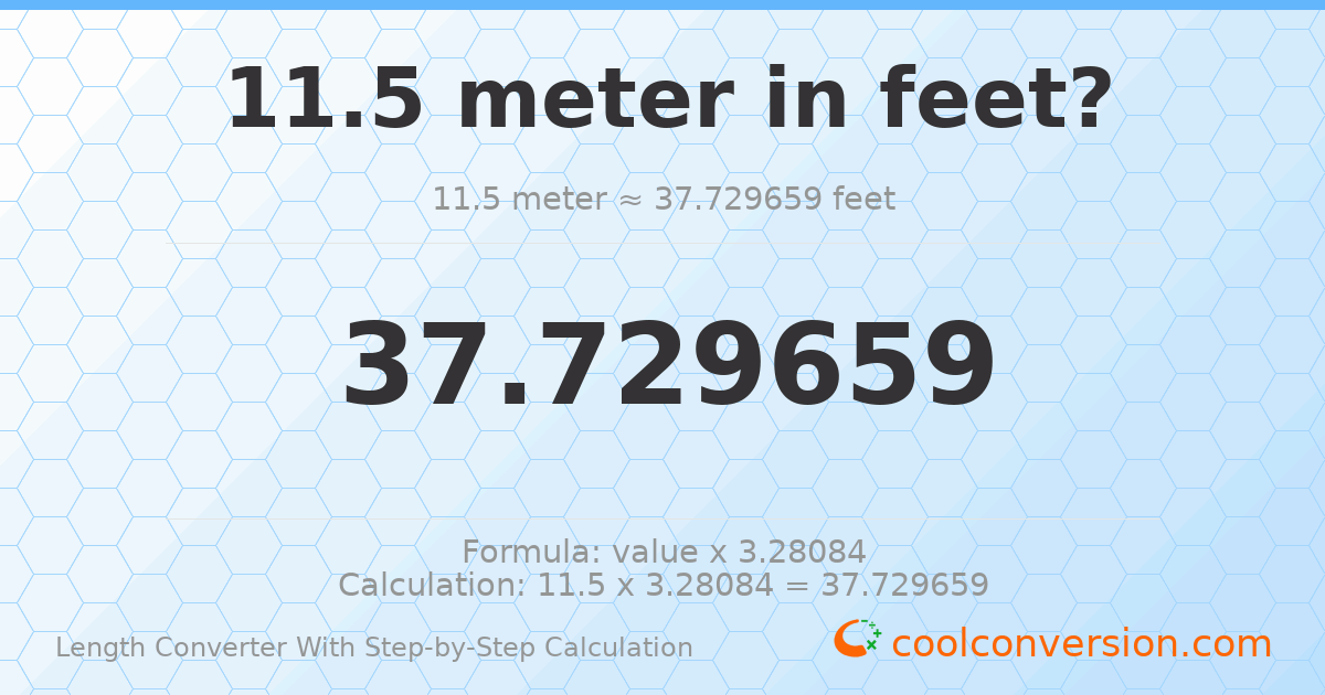 11.5 meters = 37.7297 feet