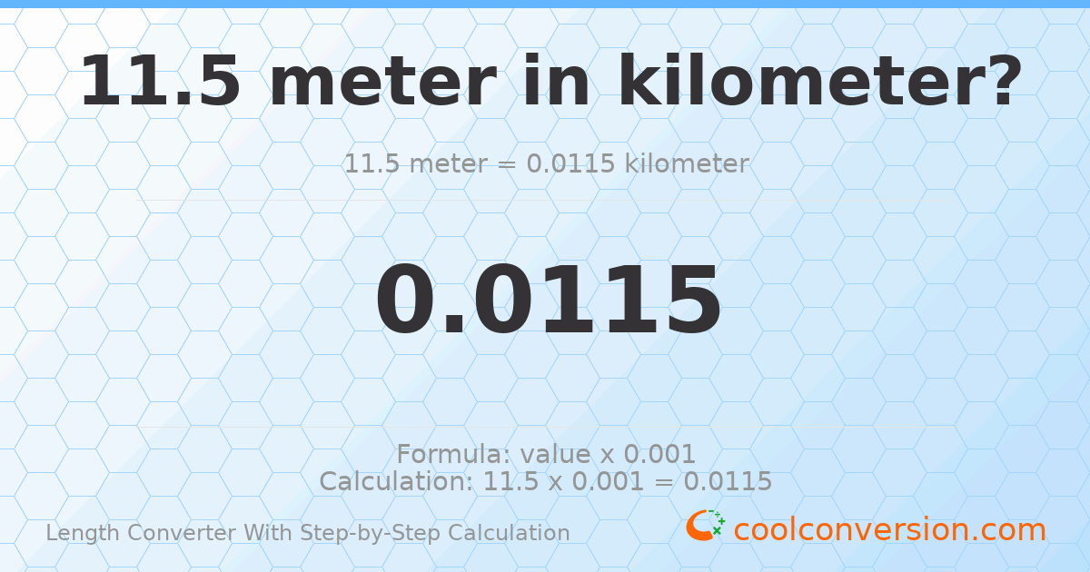 11.5 meters = 0.0115 kilometers