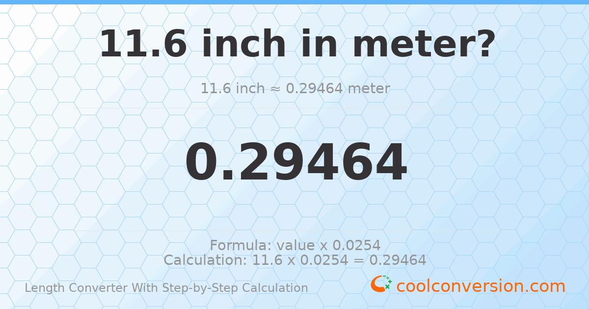 11.6 inches = 0.29464 meters