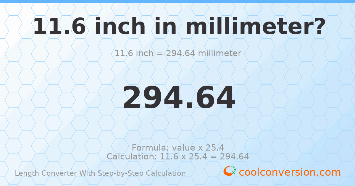 11.6 inches = 294.64 millimeters