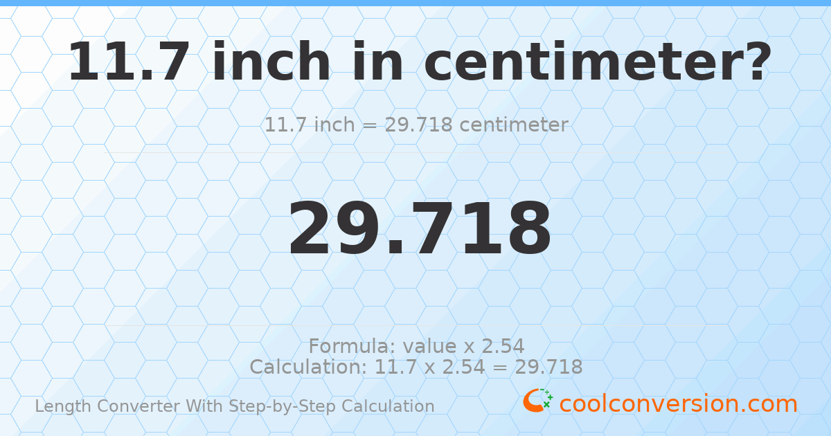 11.7 inches = 29.718 centimeters