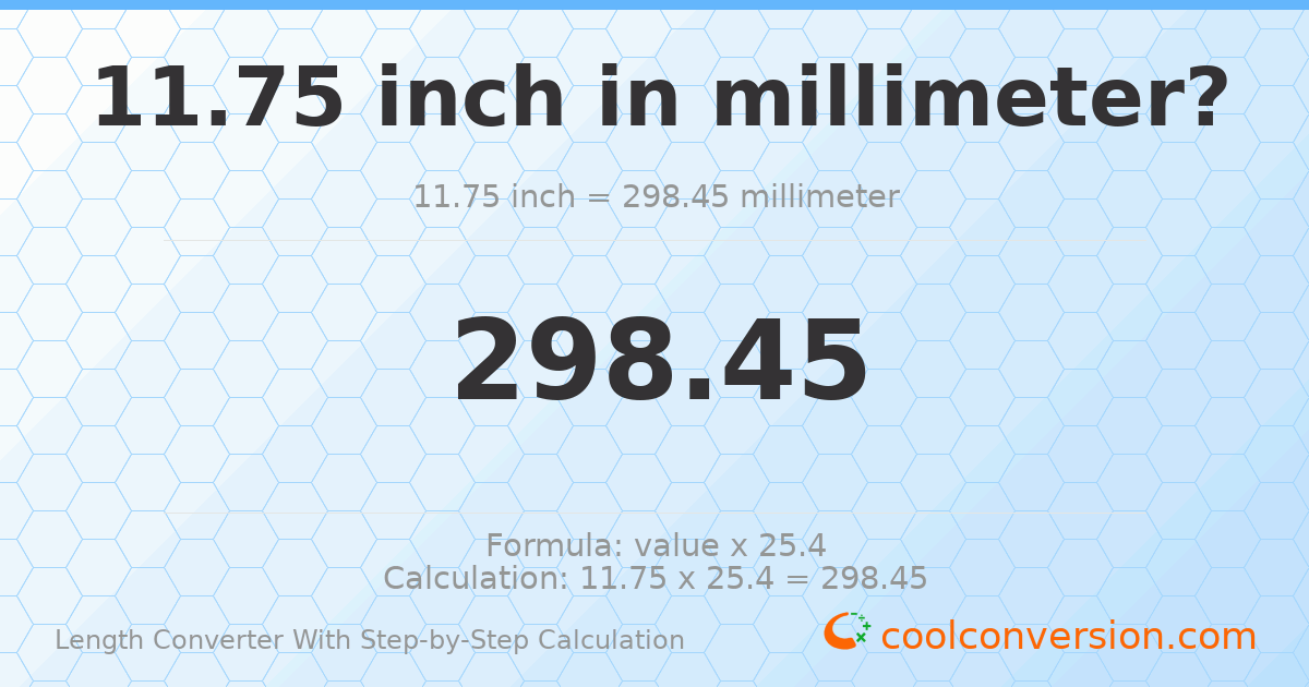 11.75 inches = 298.45 millimeters