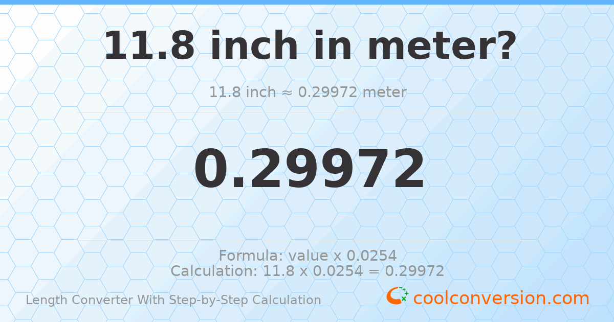 11.8 inches = 0.29972 meters