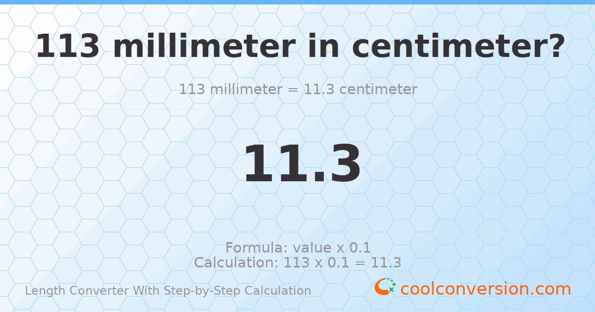 113 millimeters = 11.3 centimeters