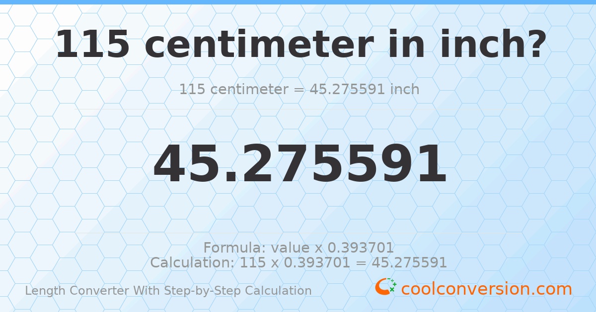 115 centimeters = 45.2756 inches