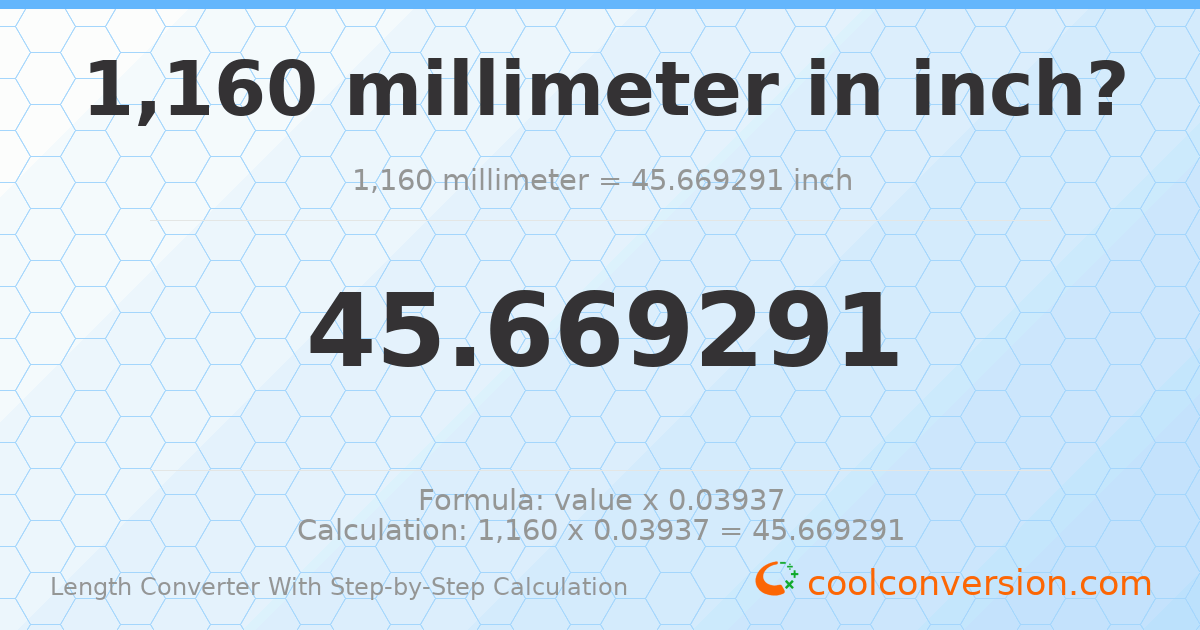 1160 millimeters = 45.6693 inches
