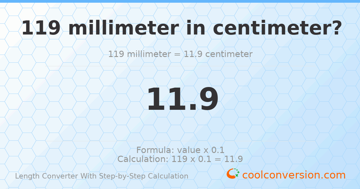119 millimeters = 11.9 centimeters