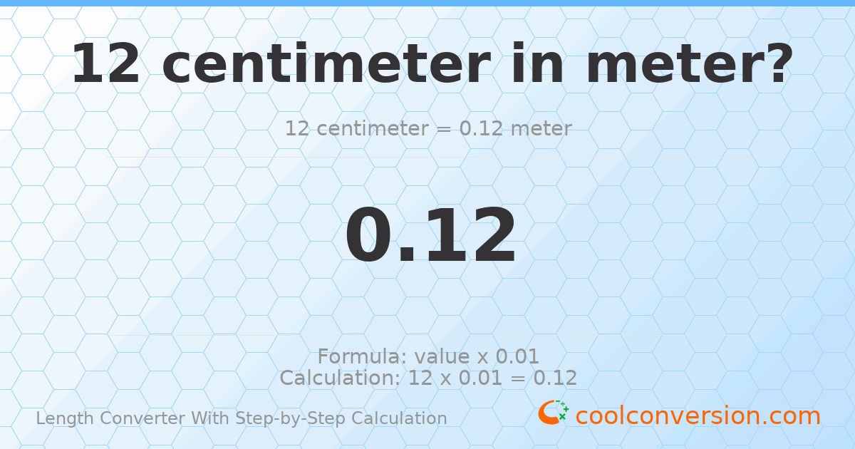 12 centimeters = 0.12 meters