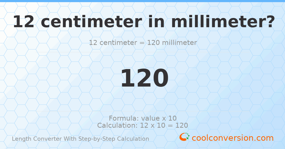12 centimeters = 120 millimeters