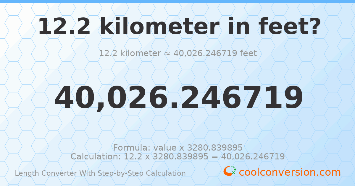 12.2 kilometers = 40026.2 feet