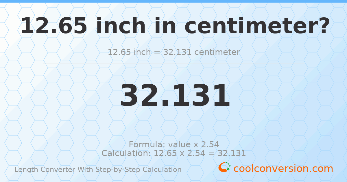12.65 inches = 32.131 centimeters