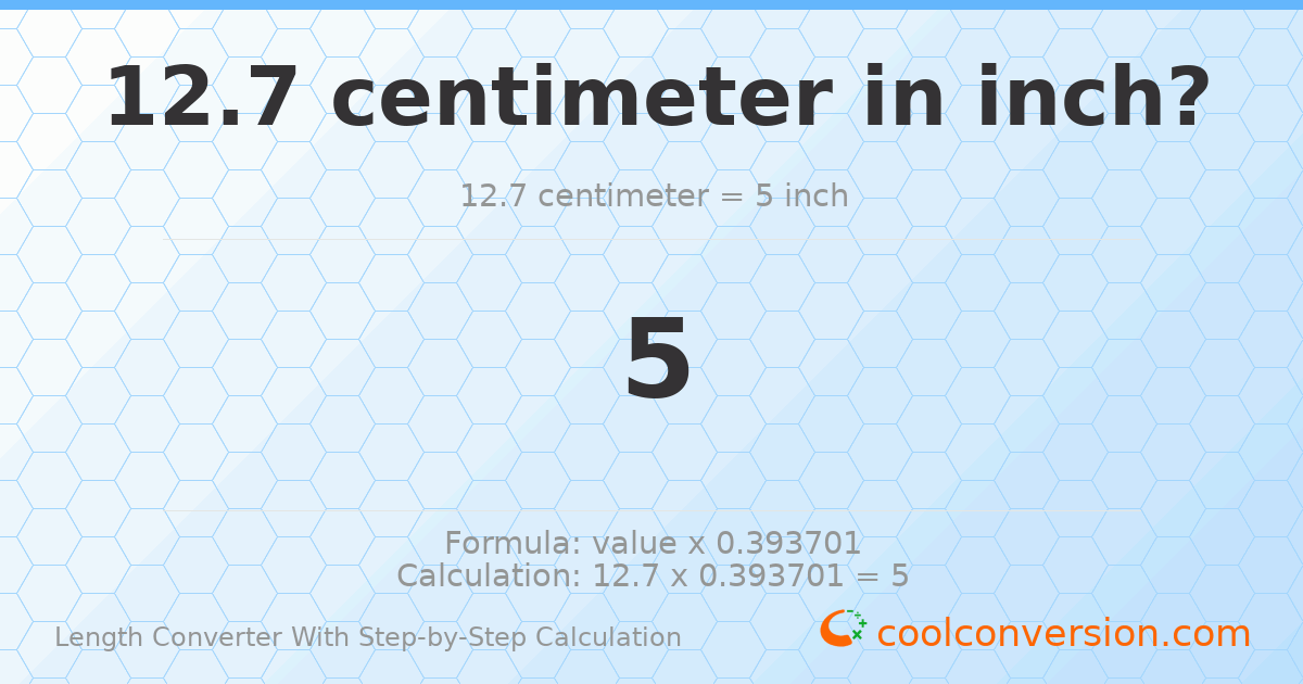 12.7 centimeters = 5 inches