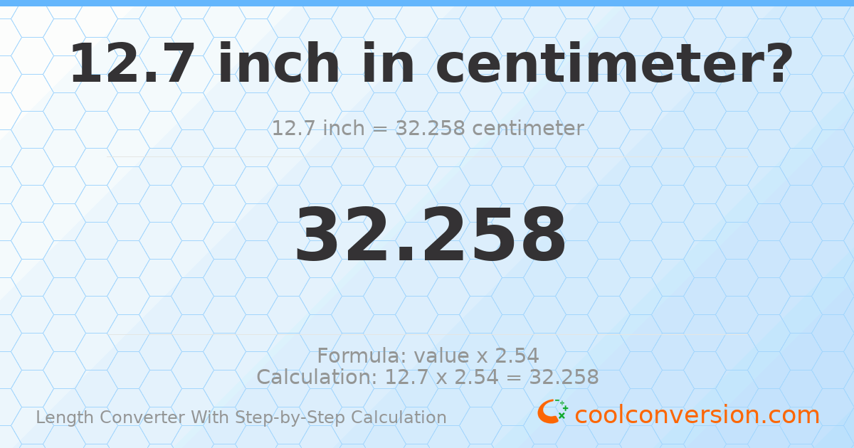 12.7 inches = 32.258 centimeters