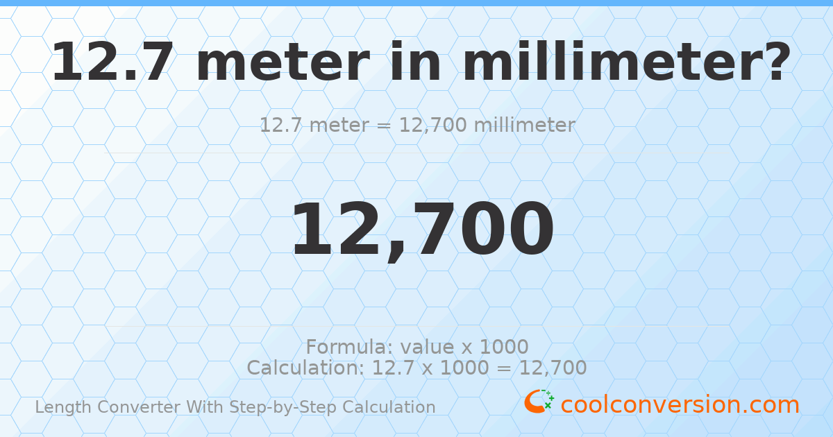 12.7 meters = 12700 millimeters