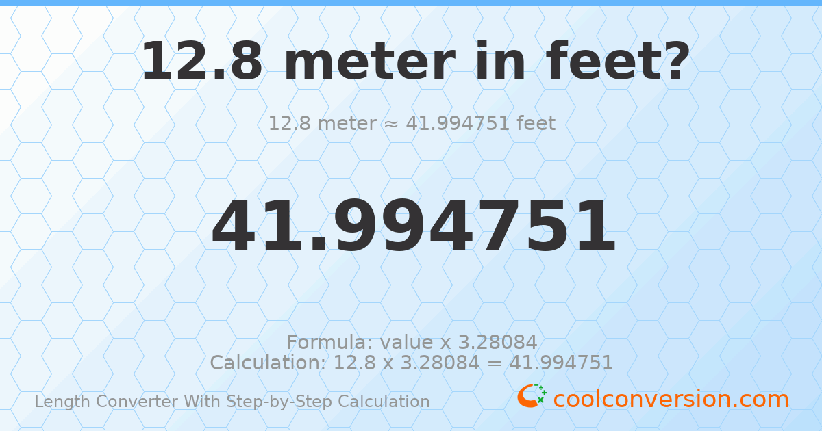 12.8 meters = 41.9948 feet