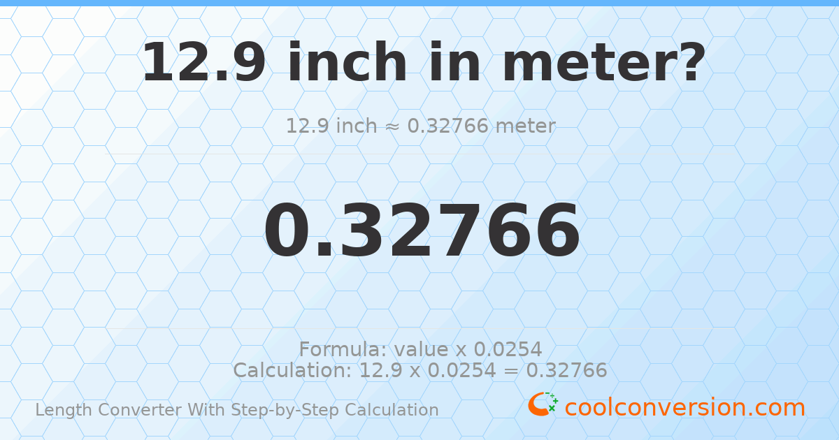 12.9 inches = 0.32766 meters