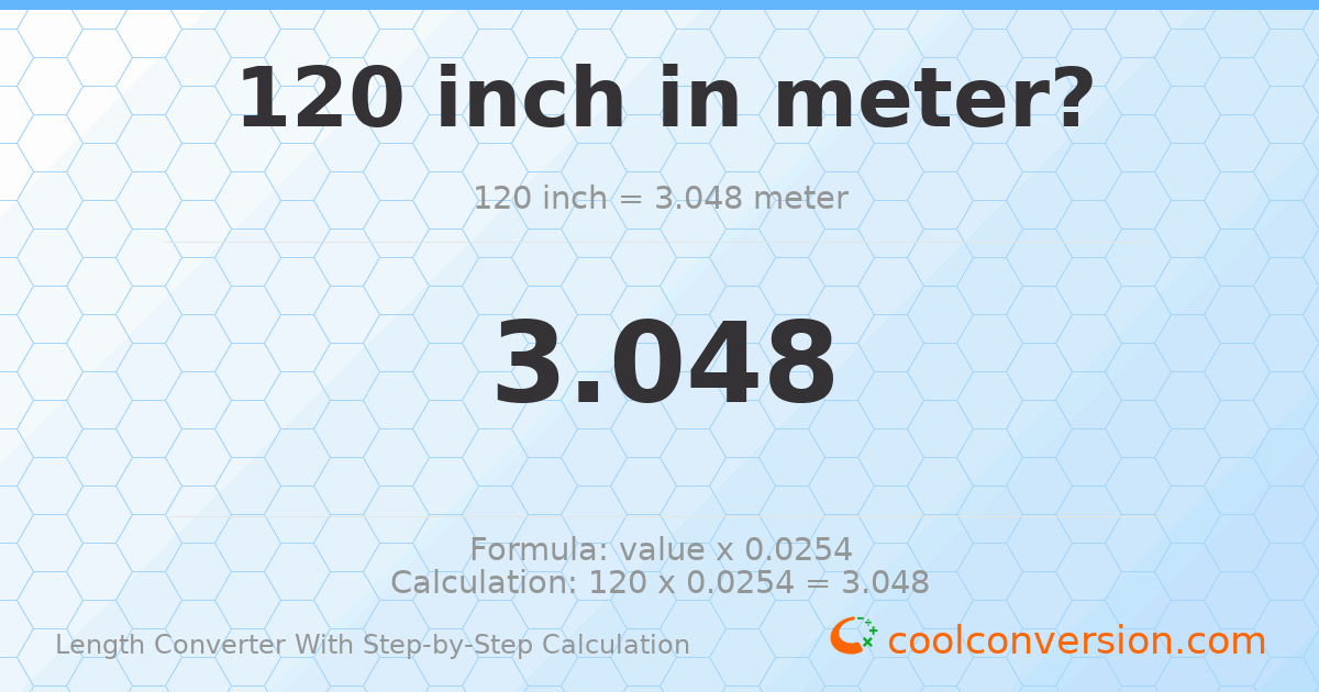 120 inches = 3.048 meters
