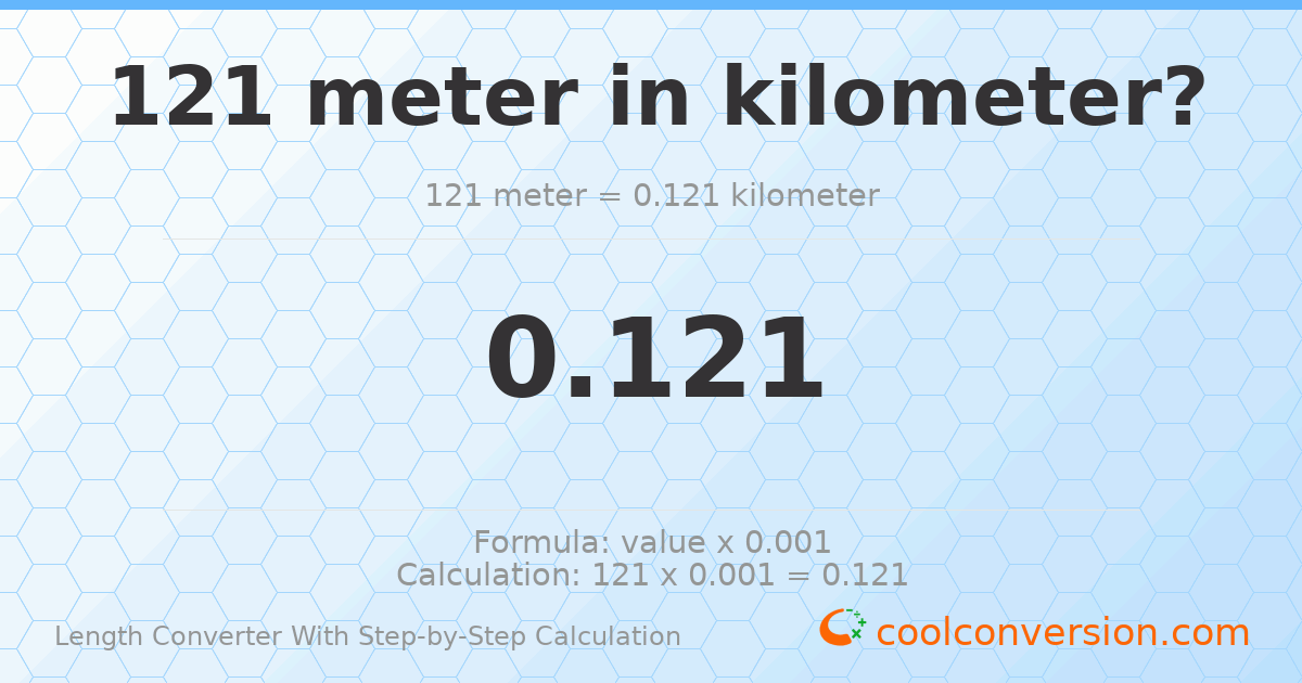 121 meters = 0.121 kilometers