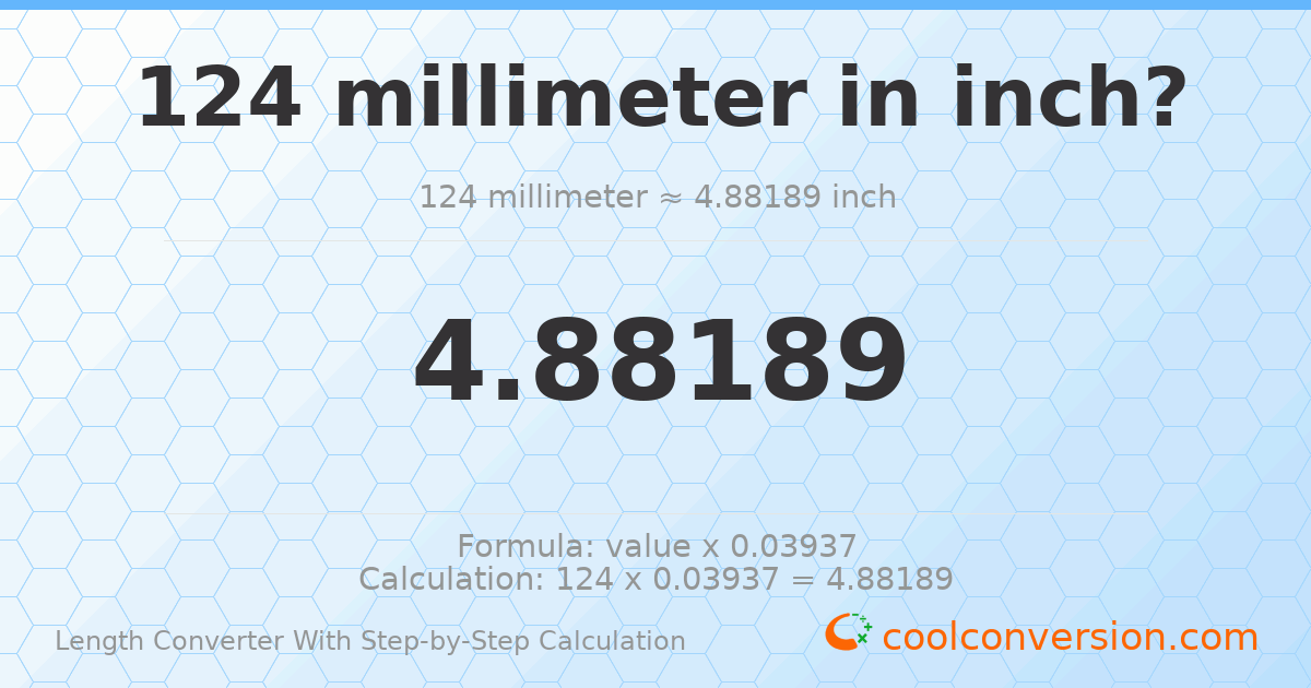 124 millimeters = 4.88189 inches
