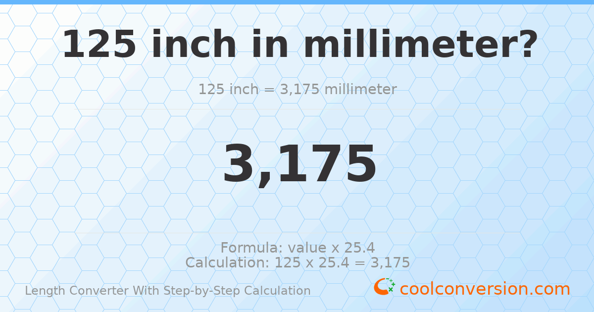 125 inches = 3175 millimeters