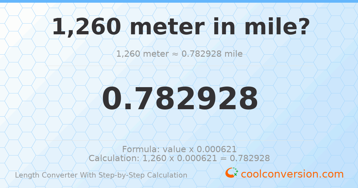 1260 meters = 0.782928 miles