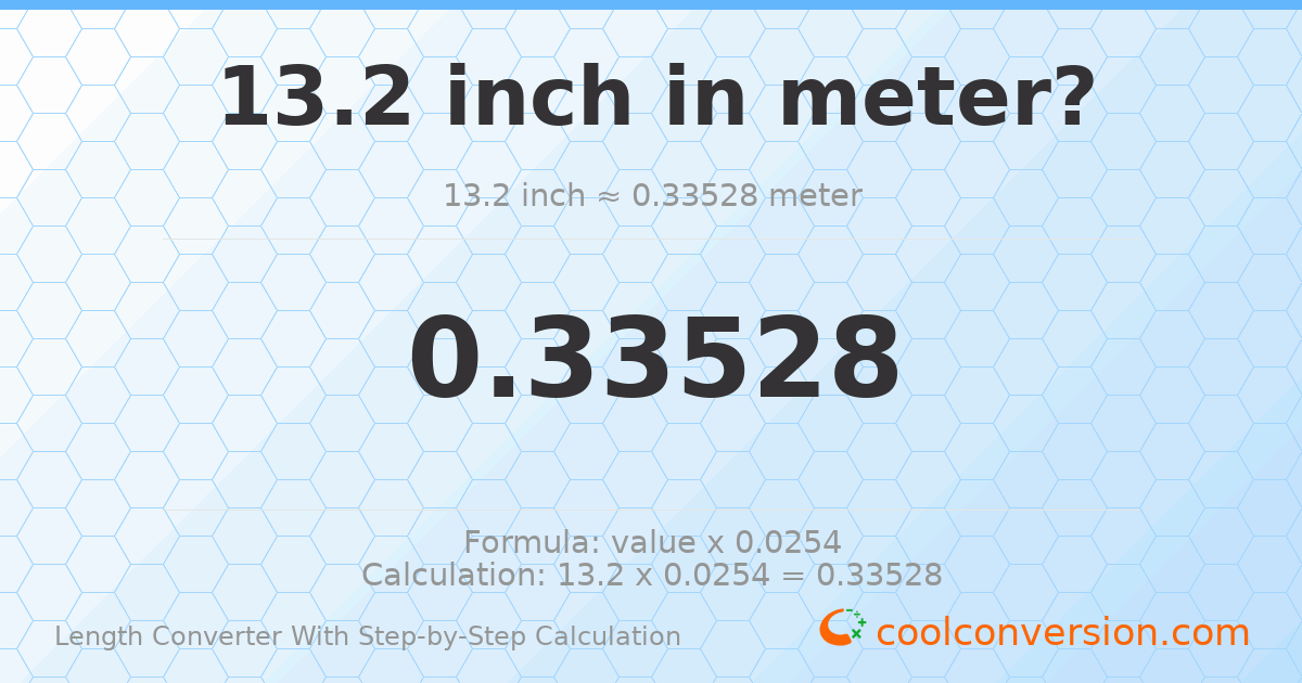 13.2 inches = 0.33528 meters