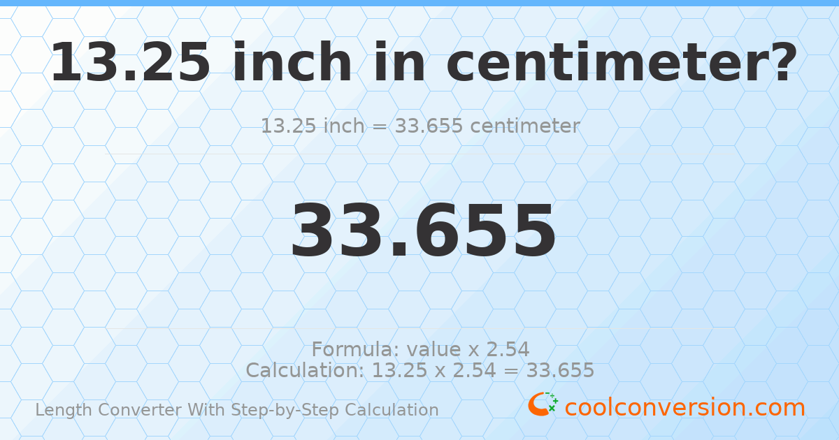 13.25 inches = 33.655 centimeters