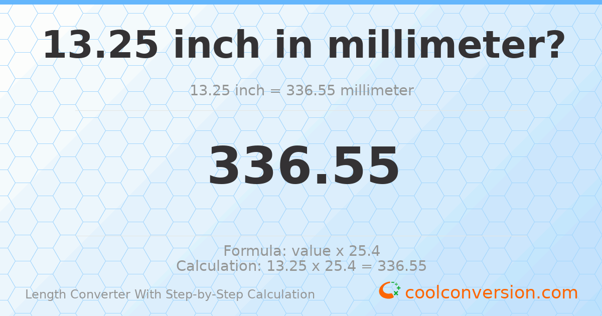 13.25 inches = 336.55 millimeters