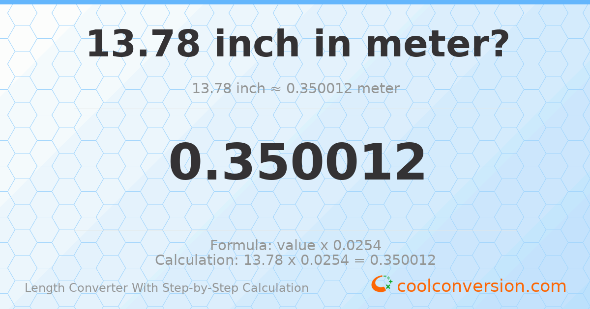 13.78 inches = 0.350012 meters