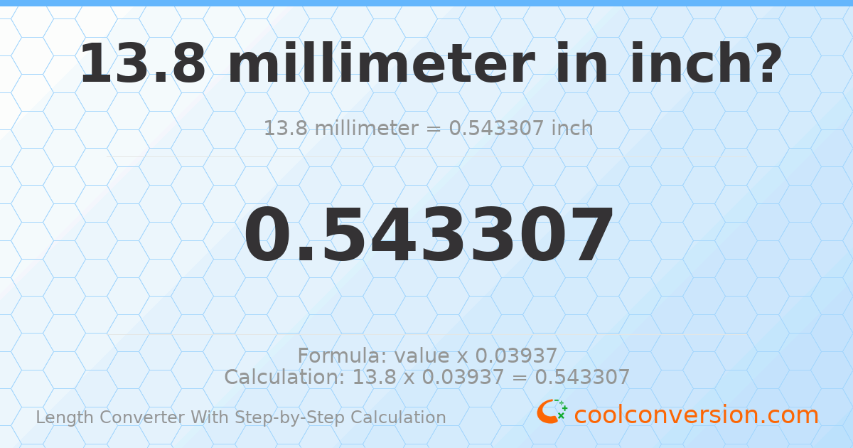 13.8 millimeters = 0.543307 inches